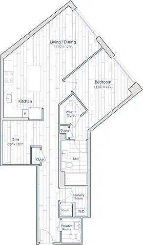 Floor plan 1 Bed/1.5 Bath Den-D4