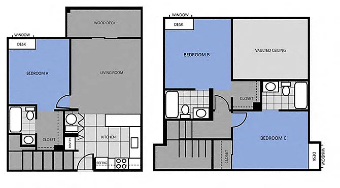 Floor plan Three Bedroom (Rent by Room)