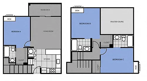 Floor plan Three Bedroom (Rent by Room)