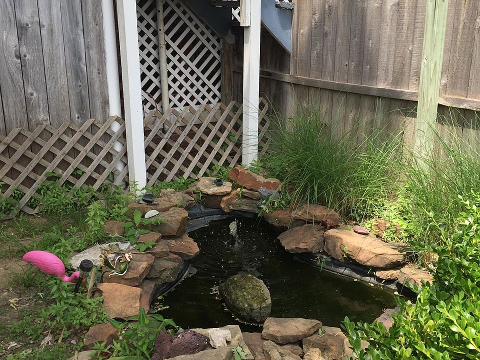 Backyard with fish pond