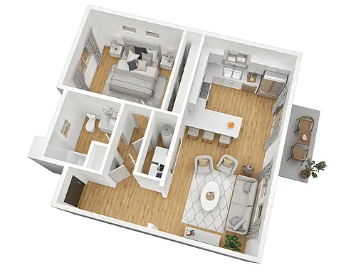 Floor plan The Mesquite (One Bed, One Bath)