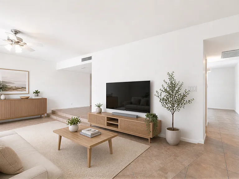 Main Living Room: virtually staged for inspiration _ home is offered unfurnished