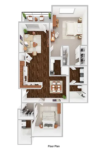 Floor plan B2 - 2x2 Upgraded