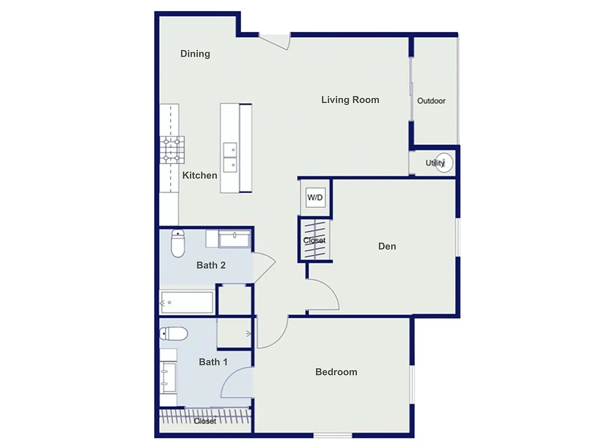 Floor plan 1Bedroom w/ Den
