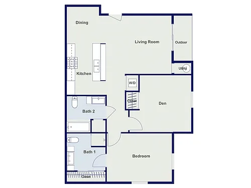 Floor plan 1Bedroom w/ Den