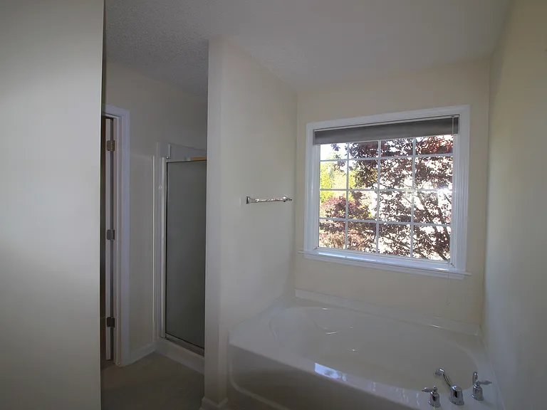Mater bathroom with separate shower and bath top