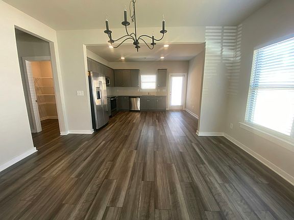 View from living into dining/kitchen