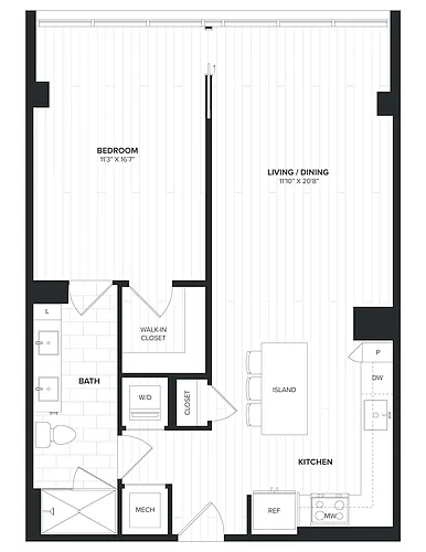 Floor plan 01BR-01B