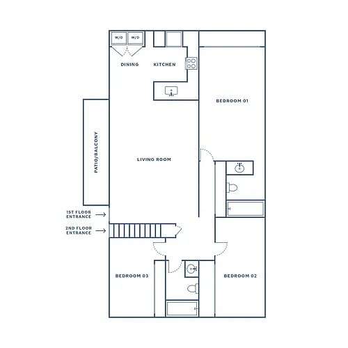Floor plan 3 bed, 2 Bath - C2 (Camino Real)
