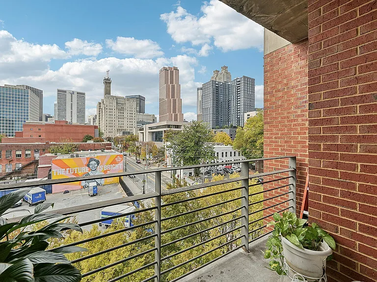 Private balcony with downtown Atlanta skyline views
