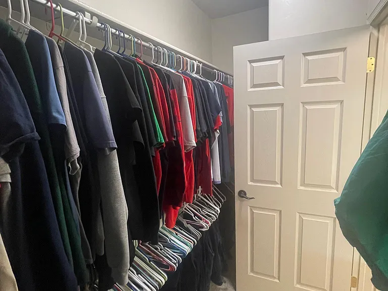 Master walk in closet from master bathroom