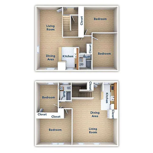Floor plan Two Bedroom One Bath