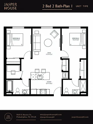 Floor plan 2 Bed 2 Bath