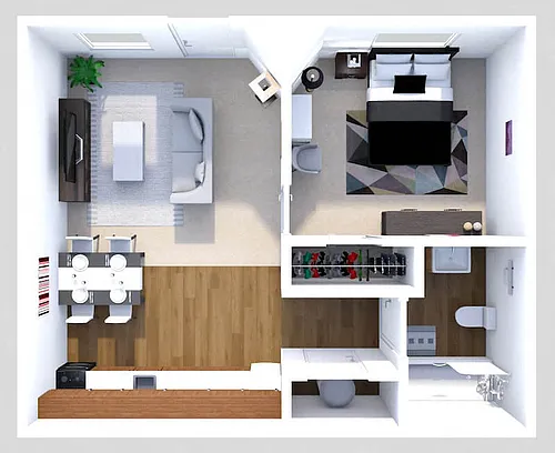 Floor plan 1 Bedroom 1 Bath Classic