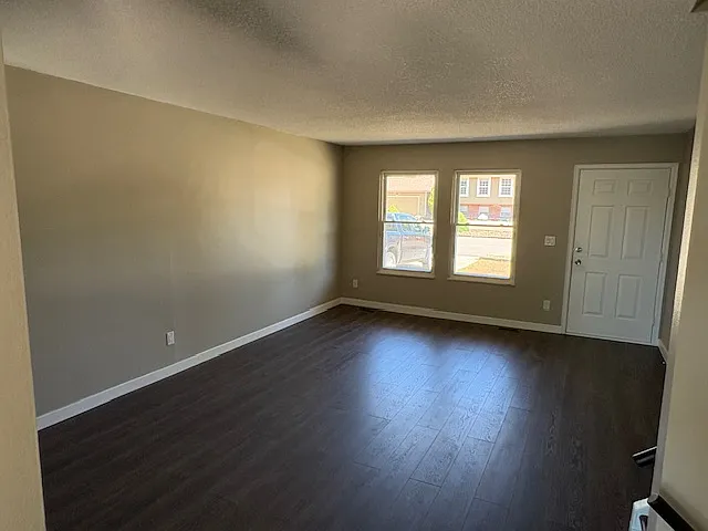 Main level living room and front entrance.