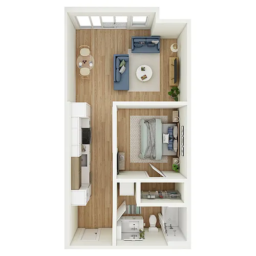 Floor plan 1 Bed 1 Bath - MFTE - a87.1