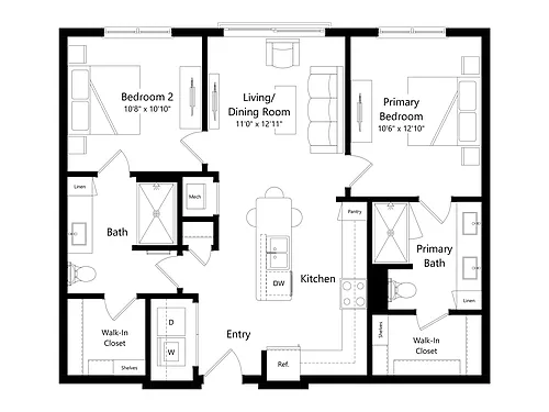 Floor plan B3 | 2 Bed | 2 Bath