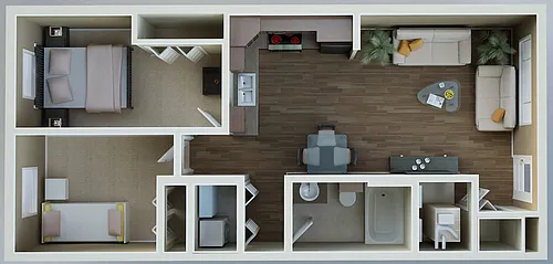 Floor plan 2 bedrooms 1 bathrooms