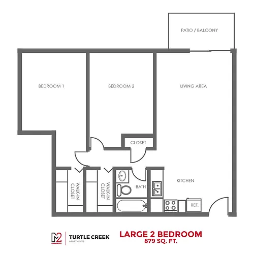Floor plan 2 Bedroom 1 Bathroom