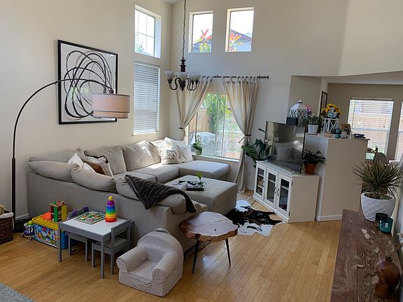 Living room with high ceiling
