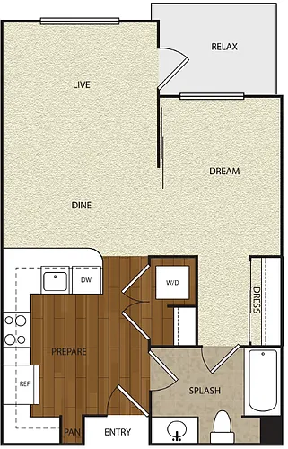 Floor plan 1 Bed 1 Bath 1B