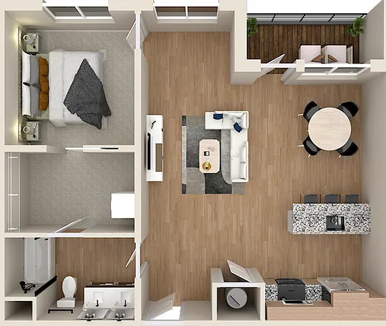 The Patent 1F - 1br, 1ba Floorplan The Patent 1F - 1br, 1ba Floorplan