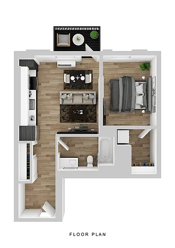 Floor plan Broadrock - 1 Bed B Small Balcony