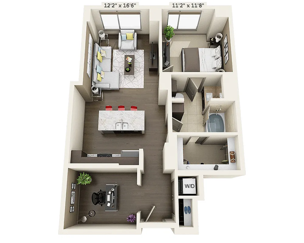 Floor plan One Bedroom A1BD