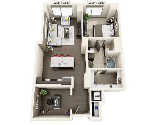 Floor plan One Bedroom A1BD