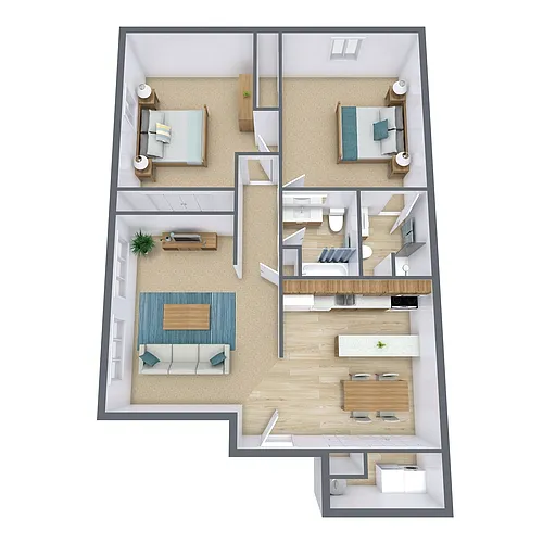 Floor plan Two Bedroom 22A