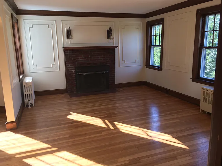Living room with fireplace (decorative only)