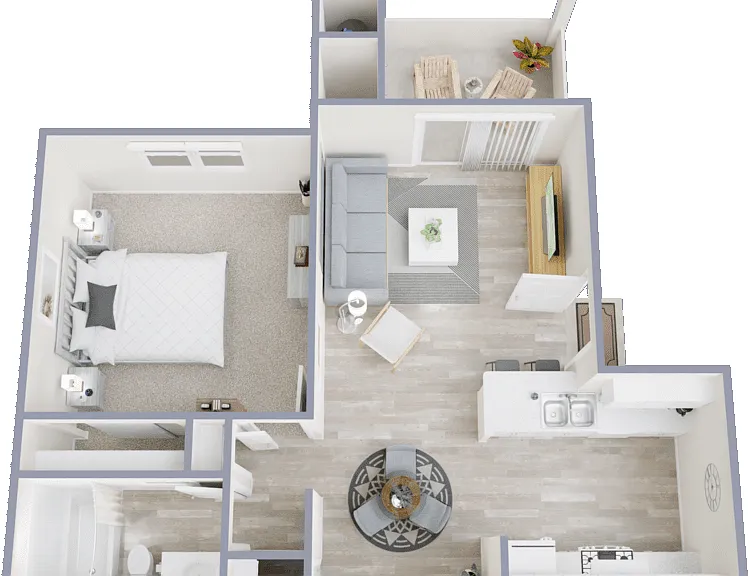 One Bedroom One Bath Bond Unit Floorplan Diagram