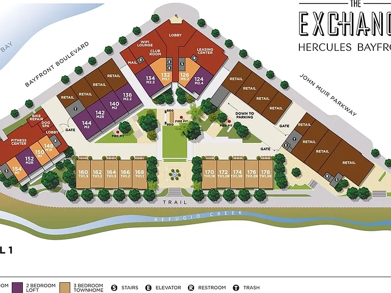Level 1 Site Map The Exchange | Apartments in Hercules, CA | The Exchange Hercules Bayfront