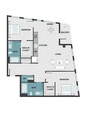 Floor plan 2E w/ Balcony