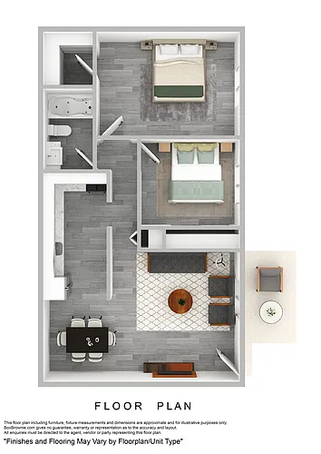 Floor plan 2 Bedroom 1 Bathroom