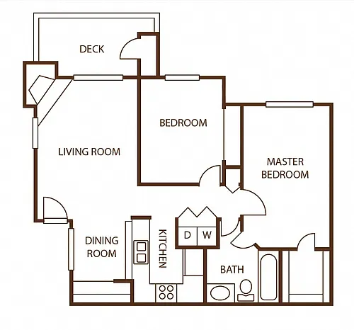 Floor plan 2 bedroom 1 bath w/loft