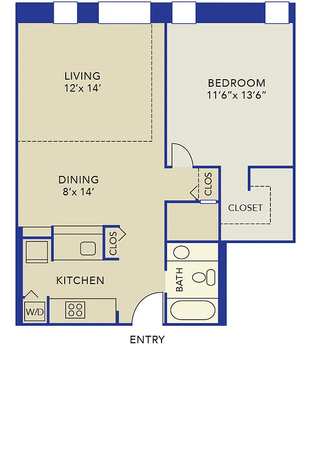 Floor plan 1 bedroom 1 bath