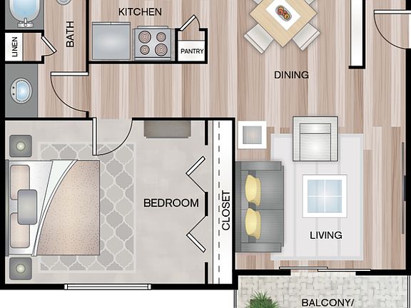 1 BEDROOM 1 BATH 760 SQFT