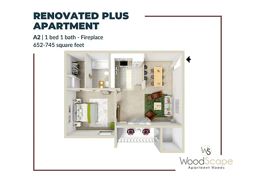 Floor plan A2 (Fireplace) Renovated Plus