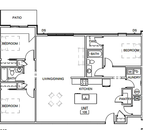 Floor plan 3 Bedroom Layout