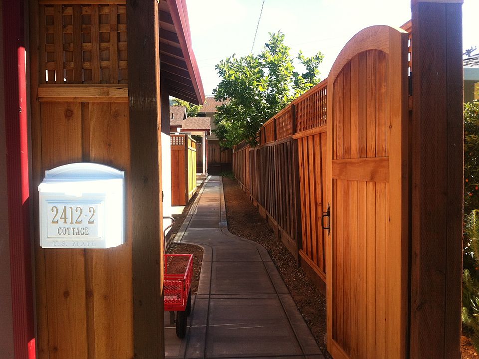 Cottage Entrance, Walkway, Red Wagon