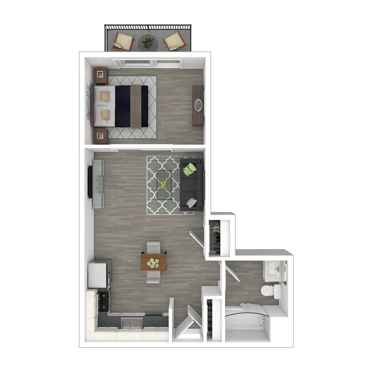 Floor plan Studio 1 Bath