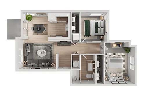 Floor plan 2 Bed - 1 Bath