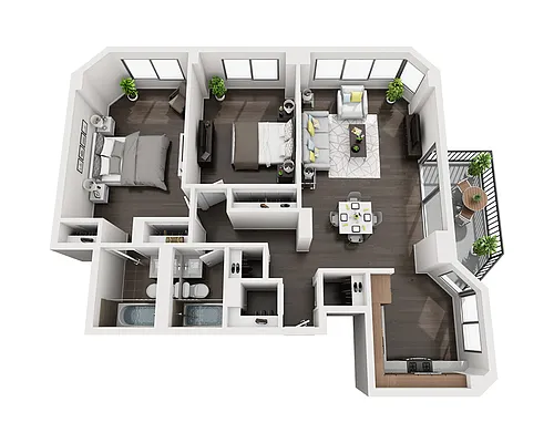 Floor plan Two Bedroom B2E
