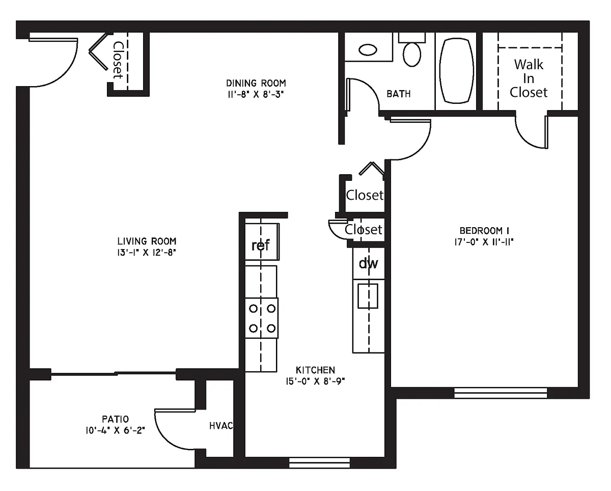 Floor plan 1 Bedroom 1 Bath