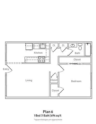 Floor plan Floor Plan 6 1BR 1BA Large