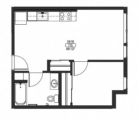 Floor plan One Bedroom One Bath B