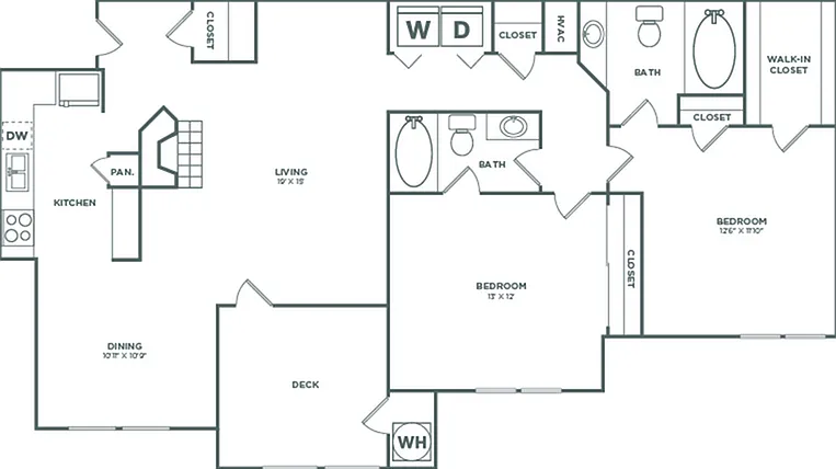 Two Bedroom Two Bath (1260 SF) Two Bedroom Two Bath (1260 SF)