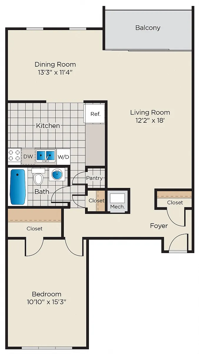 Floor plan 1 Bedroom - Classic