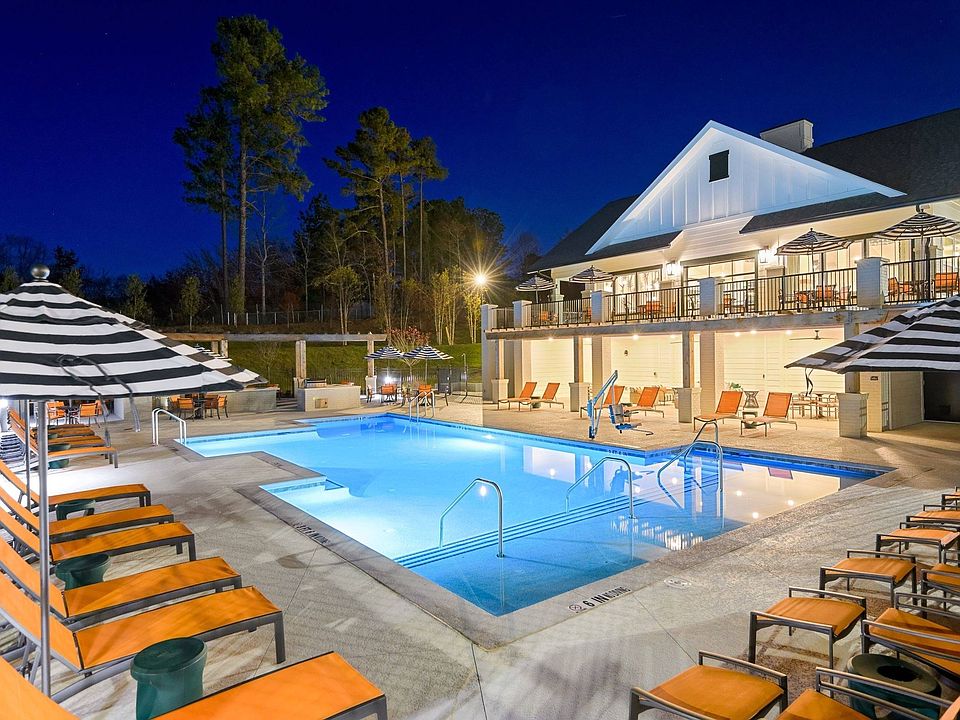 Resort pool and poolside chaise lounges